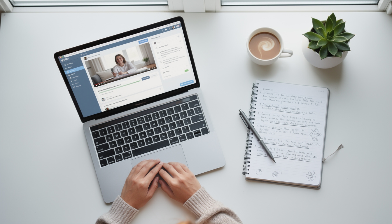 Persona siguiendo un curso online de redes sociales